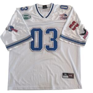NYC All Star Jersey #03 White Blue Football Style Shirt Mens L XL Streetwear